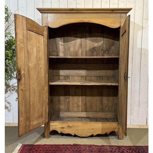 Antique Country Wardrobe in Light Chestnut Wood, 1800s For Sale - Image 15 of 16