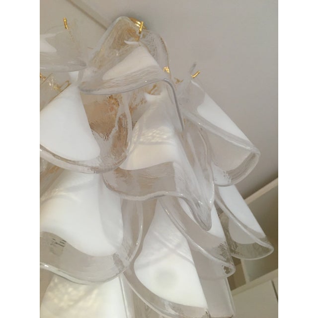Italian White Murano Glass Sputnik Metal Frame Chandelier For Sale - Image 6 of 13