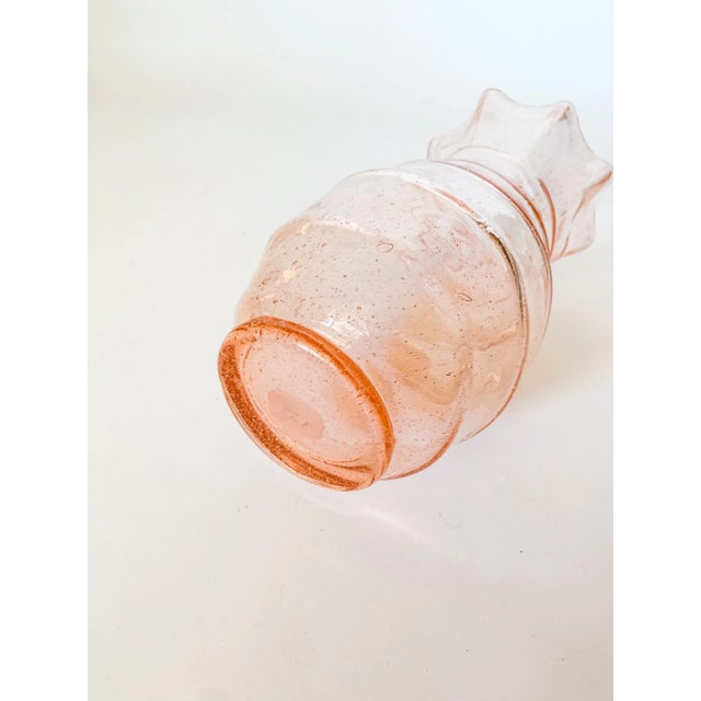 Glass Vintage Blush Pink Murano Bubble Ruffle Edge Hand Blown Glass Swirl Vase For Sale - Image 7 of 11