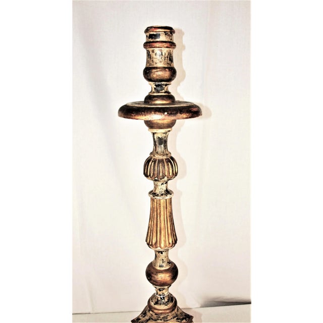 French Vintage Tall Painted Candlesticks with Lamp Bases- a Pair For Sale - Image 3 of 7