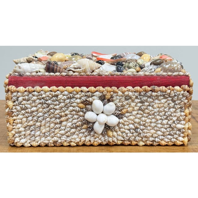 Vintage Shell Encrusted Tissue Box Holder For Sale - Image 9 of 14