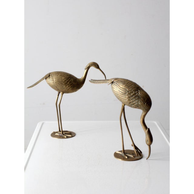 Mid 20th Century Mid Century Brass Heron Figurines Pair For Sale - Image 5 of 12