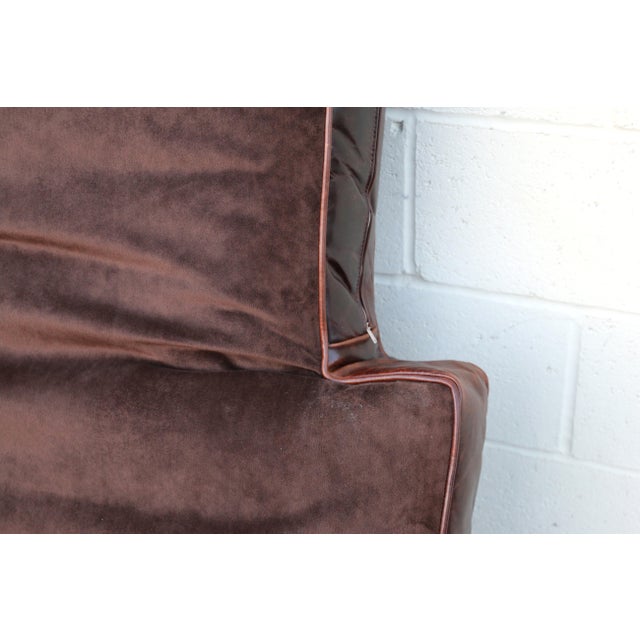 Vintage Old Hickory Tannery Brown Leather Chaise Lounge Chair, Feather Cushions For Sale - Image 16 of 18