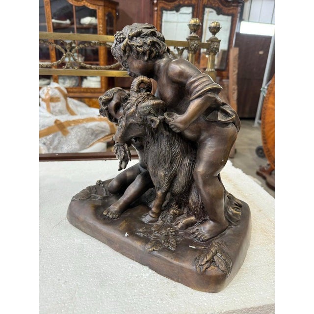 After Clodion, Bacchic Group of Putti with Goat, Bronze For Sale - Image 4 of 7