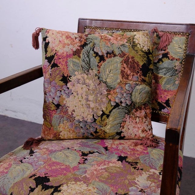 Late 19th Century Wooden and Fabric Armchair with Cushion For Sale - Image 5 of 18