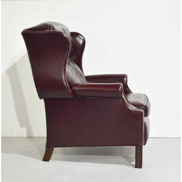 Vintage Traditional Oxblood Leather Wingback Reclining Library Chair by Bradington Young For Sale - Image 11 of 15