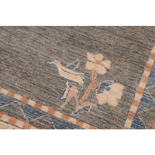 Modern Gabbeh Blue/Orange Wool Rug - 6'0'' X 8'10'' For Sale - Image 4 of 10