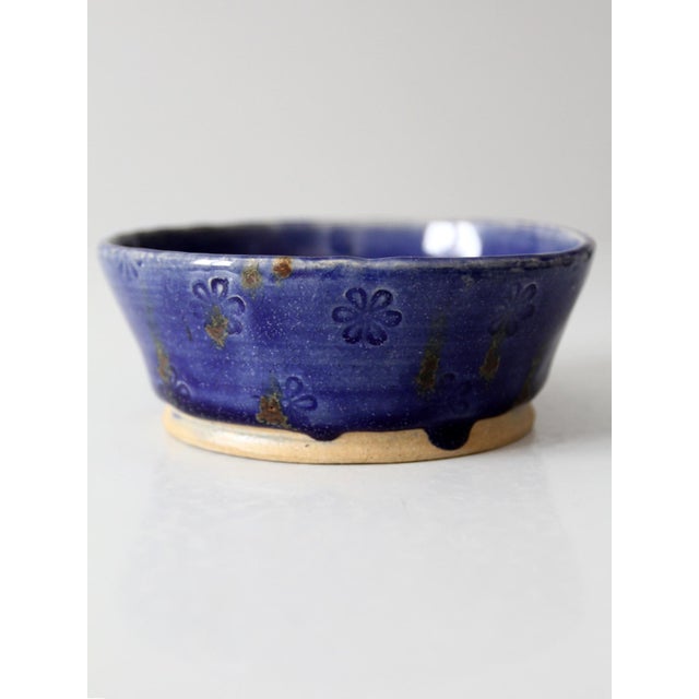 Ceramic Vintage Studio Pottery Bowl With Stamped Floral Design For Sale - Image 7 of 11