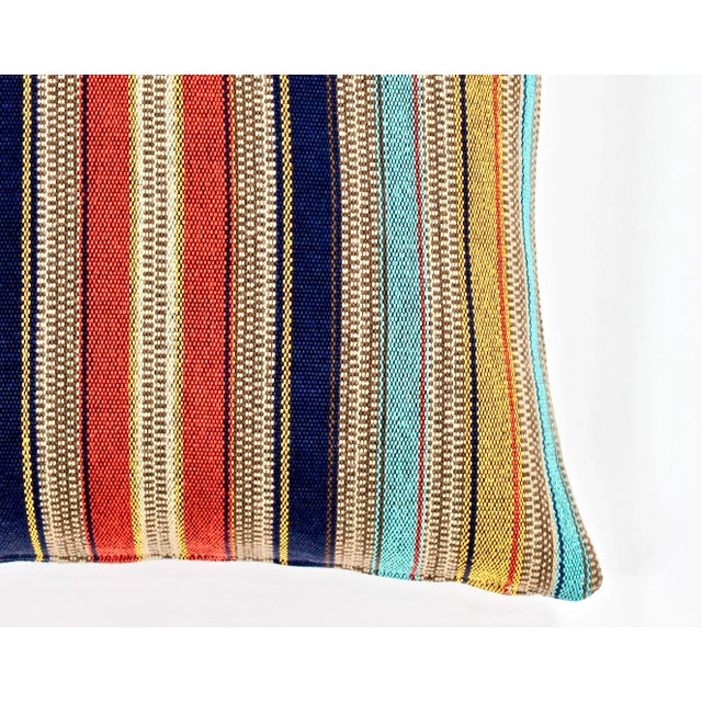 2020s Custom 24" X 24" Feather/Down Heavy Knit Southwest Striped Pillows, Pair For Sale - Image 5 of 6