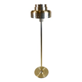 Danish Floor Lamp in Gold Metal For Sale