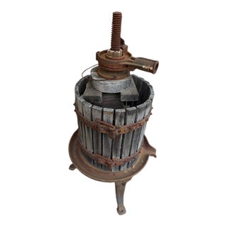 Vintage Wood and Cast-Iron Grape Press For Sale