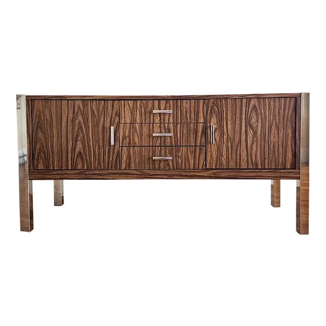 Mid Century Modern Laminated Faux Rosewood Credenza For Sale