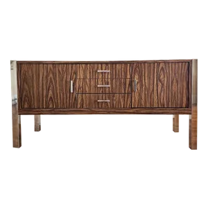 Mid Century Modern Laminated Faux Rosewood Credenza
