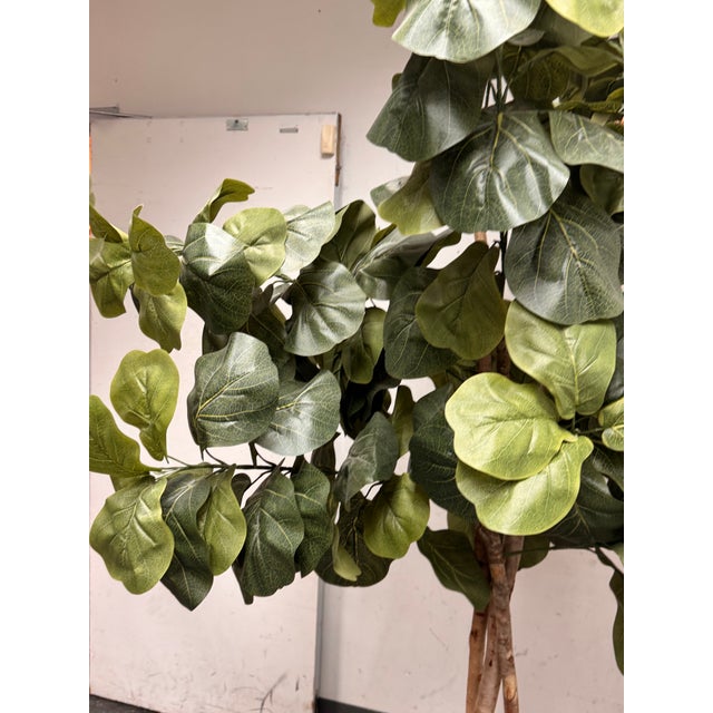 Faux Fiddle Leaf Fig Tree + Tapered Black Planter For Sale - Image 12 of 12