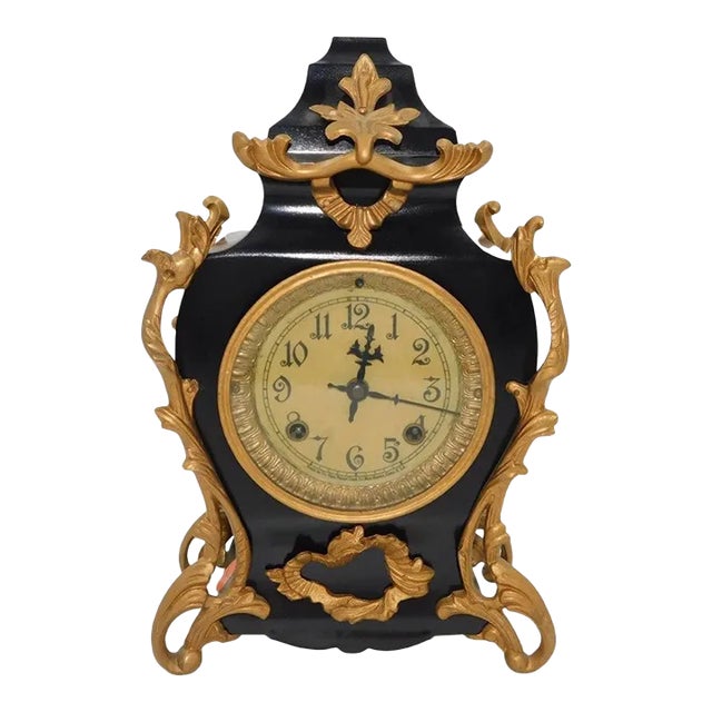 Antique Pasargad Black French-Style Shelf Clock For Sale
