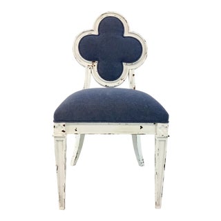 Hickory Chair White and Blue Transitional Alexandra Side Chair For Sale