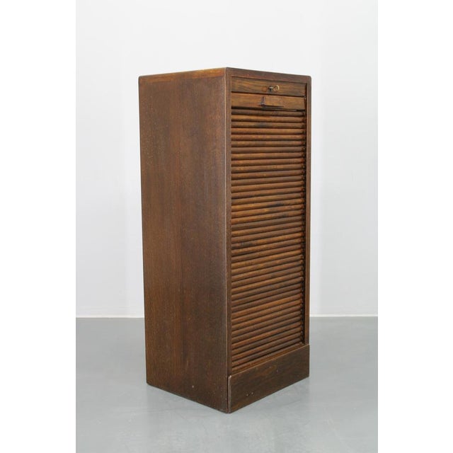 Tambour Office Wooden Cabinet, 1950s For Sale - Image 13 of 18