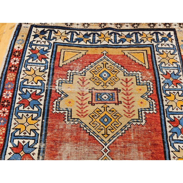 Vintage Handwoven Caucasian Kazak Rug, Geometric Pattern, Red & Ivory, 4' x 7' For Sale - Image 11 of 18