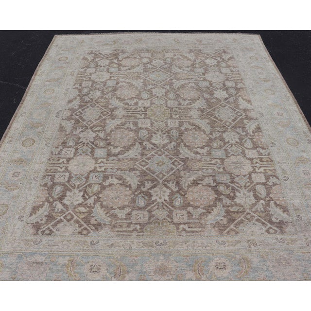 Modern Tabriz Design Rug by Keivan Woven Arts in Warm Brown Tones 9'3 X 11'8 For Sale - Image 10 of 17