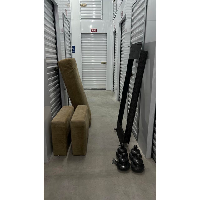 Vintage Upholstered Bench/Sofa With Heave Metal Frame For Sale In New York - Image 6 of 12