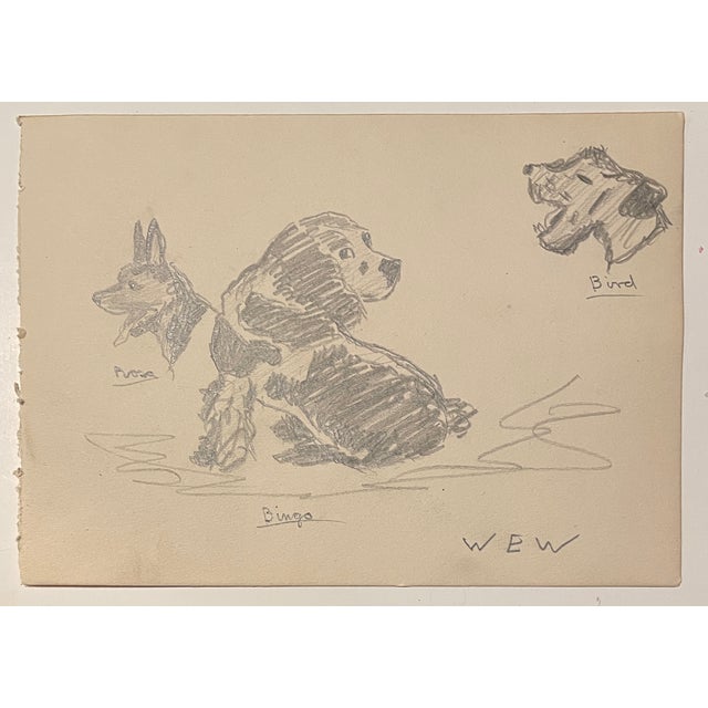 1943 study of dogs and puppies by William E. Wood, a Devon artist in England. Signed lower right. Combined shipping...