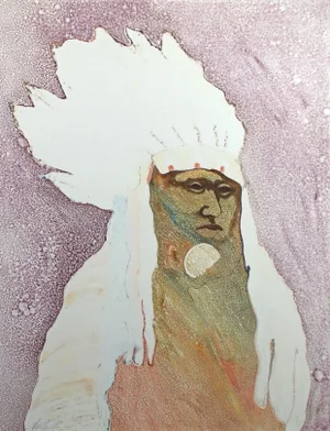 1980s "Plume Chief II" Len Agrella Hand Signed Original Monoprint