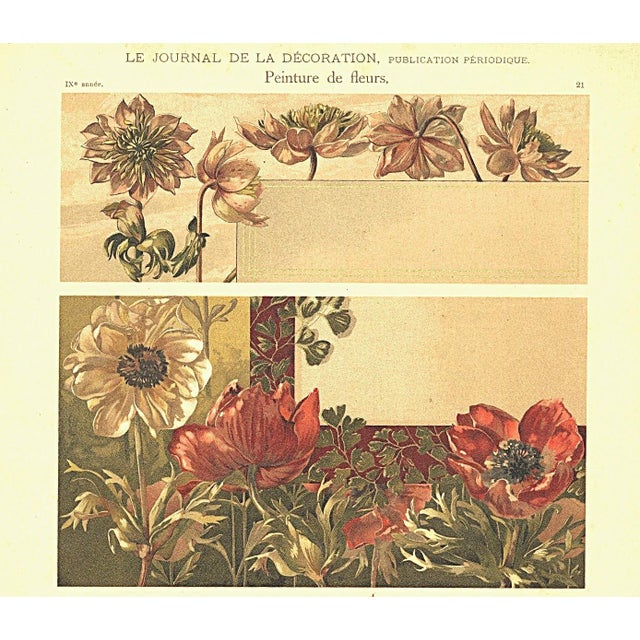 This is a rare beauty. It is a French antique Art Nouveau botanical chromolithograph that came from an unbound album...