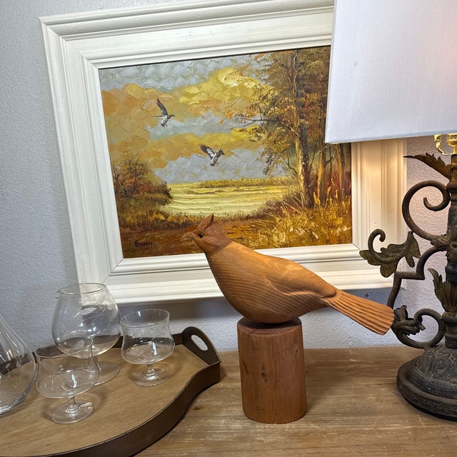 1980s Hand Carved Grouse Wood Sculpture For Sale - Image 6 of 7