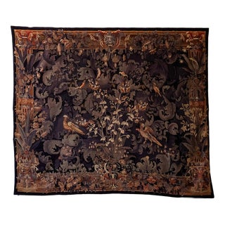 Large Gobelin Green Leaves Tapestry For Sale