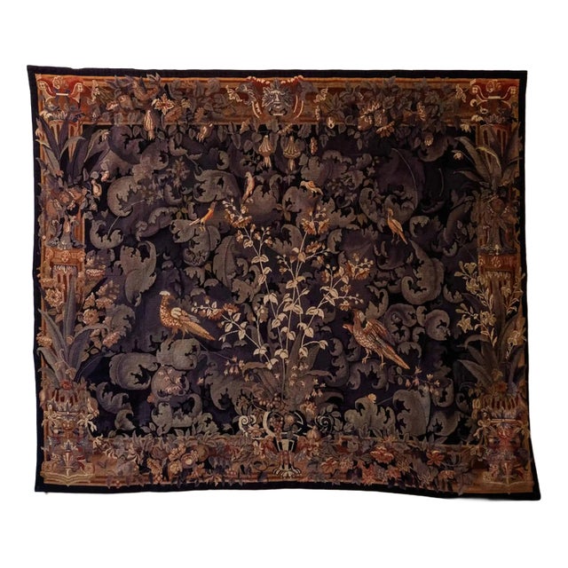 Large Gobelin Green Leaves Tapestry For Sale