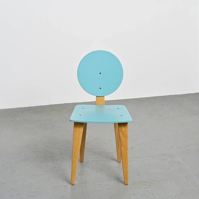 Blue Desk and Chair by André Sornay for Sornay Meubles, Lyon, 1955, Set of 2 For Sale - Image 8 of 18