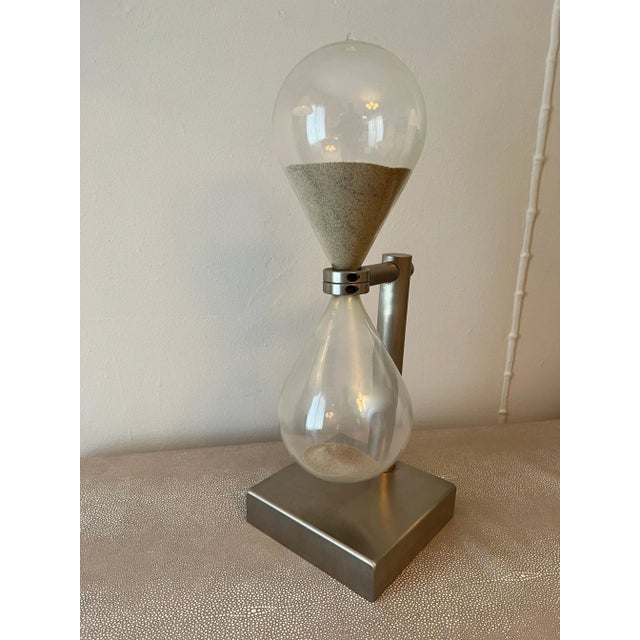 Brushed Aluminum Industrial Hourglass on Stand For Sale In Los Angeles - Image 6 of 9
