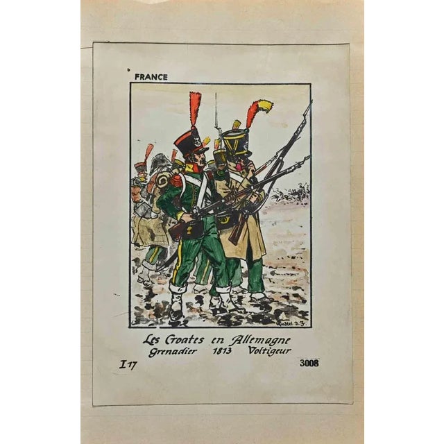 Le Croates en Allemagne is an original drawing in ink and watercolor realized by Herbert Knotel in 1930/40s. Good...