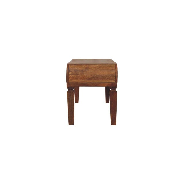 Wood Amber Oak-Finish Mango Wood Curved Coffee Table For Sale - Image 7 of 8
