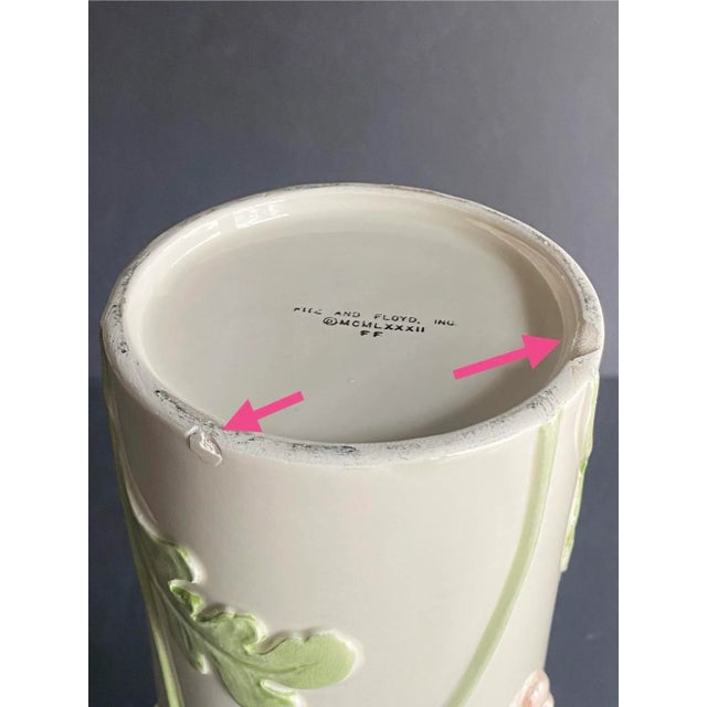 1980s Fitz and Floyd Vase With Pink Poppies For Sale - Image 10 of 12