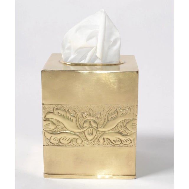 Vintage Arts and Crafts Period hand engraved Bronze Tissue Box Cover, Tissue Holder, Kleenex Dispenser. All around the...