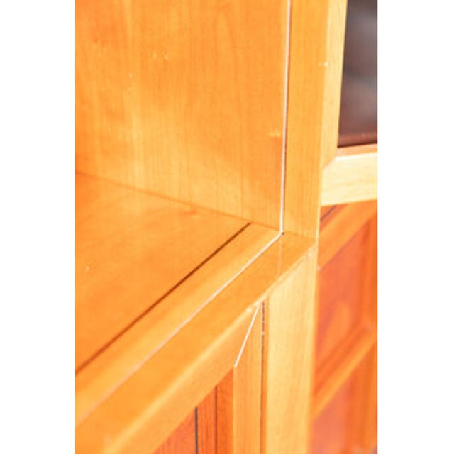 Modular Corner Cabinet in Cherrywood with Glass and Carved Doors with Fox Hunt Design, 1970s, Set of 4 For Sale - Image 6 of 12