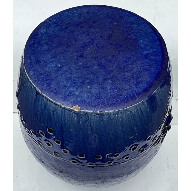 Ceramic Ceramic Garden Seat Antique Chinese Blue Glazed Terracotta For Sale - Image 7 of 9