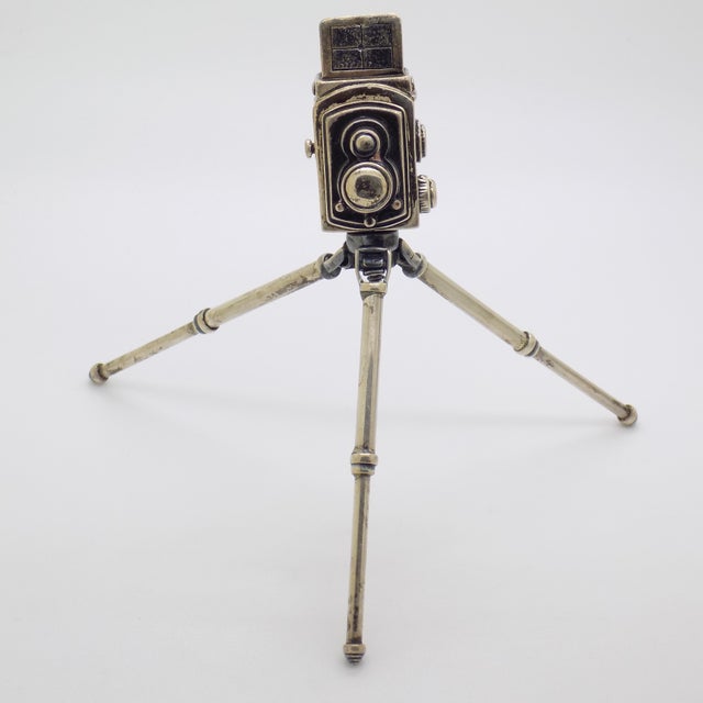 Vintage Italian Handmade Silver Tripod Camera Long Figurine, 1960s For Sale - Image 10 of 10