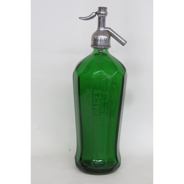 1930s W & L Beverages Frank's Best Seltzer Green Bottle Glenshaw Art Deco Glass 4821b For Sale - Image 5 of 18