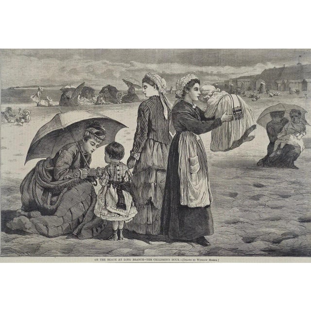 Traditional Winslow Homer "On the Beach": 19th Century Wood Engraving, 1874 For Sale - Image 3 of 5
