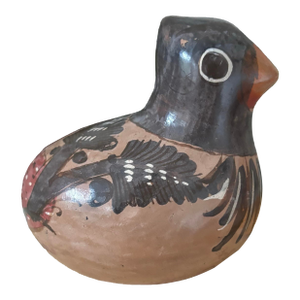 Vintage Mexican Folk Art Tonala Pottery Quail Bird Figurine