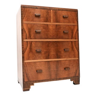 Art Deco Figured Walnut Chest of Drawers from Heals, 1930 For Sale