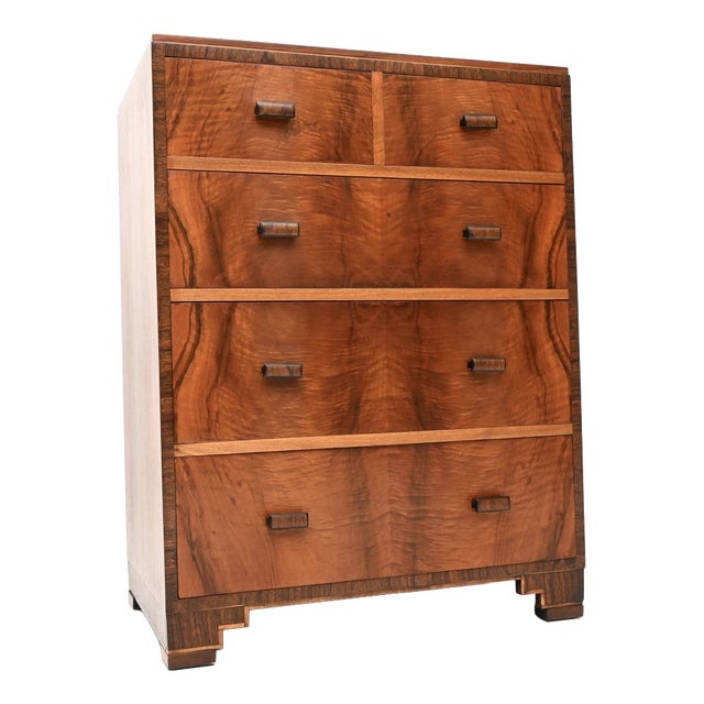 Art Deco Figured Walnut Chest of Drawers from Heals, 1930 For Sale