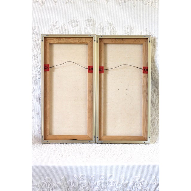 Pair of houseplant paintings - heavily textured - 70s paintings - midcentury - boho - green paintings - still life - vertical painting -gift For Sale - Image 10 of 10