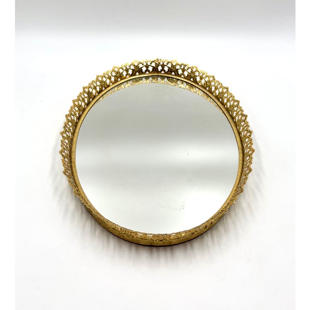 Mid 20th Century Vintage French Gilt Ormolu Gallery Mirror Tray For Sale - Image 5 of 7