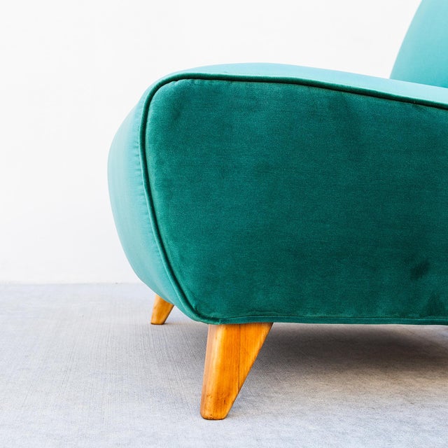 Restored 1930s French Art Deco Velvet & Elm Slipper Chairs After Paul Laszlo For Sale - Image 10 of 18
