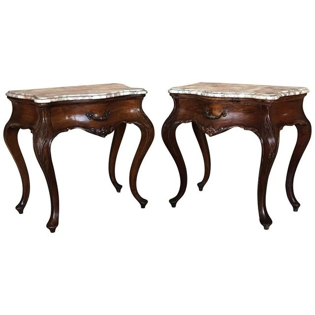 Large French Nightstands with Drawers and Cabriole Legs, 1900s, Set of 2 For Sale - Image 15 of 15