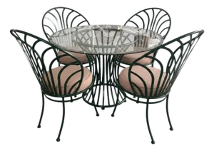 Elegant Vintage-Style Five-Piece Powder-Coated Green Wrought Iron Dining Set