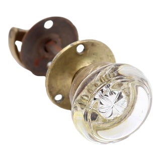 Vintage Art Deco Glass Closet Door Knob Set For Sale